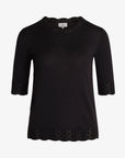 LOUISANN KORTÆRMET PULLOVER MED HULMØNSTER