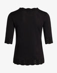 LOUISANN KORTÆRMET PULLOVER MED HULMØNSTER