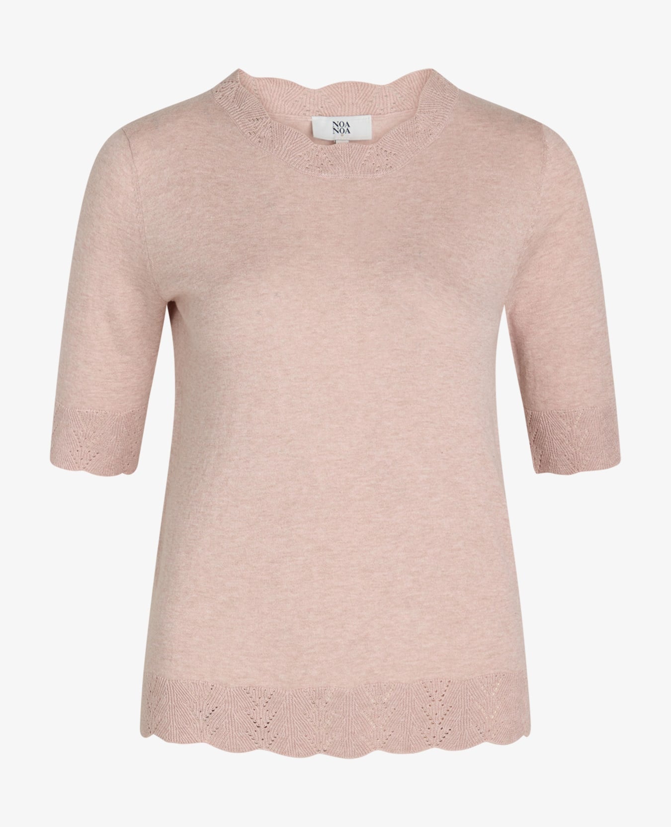 LOUISANN KORTÆRMET PULLOVER MED HULMØNSTER