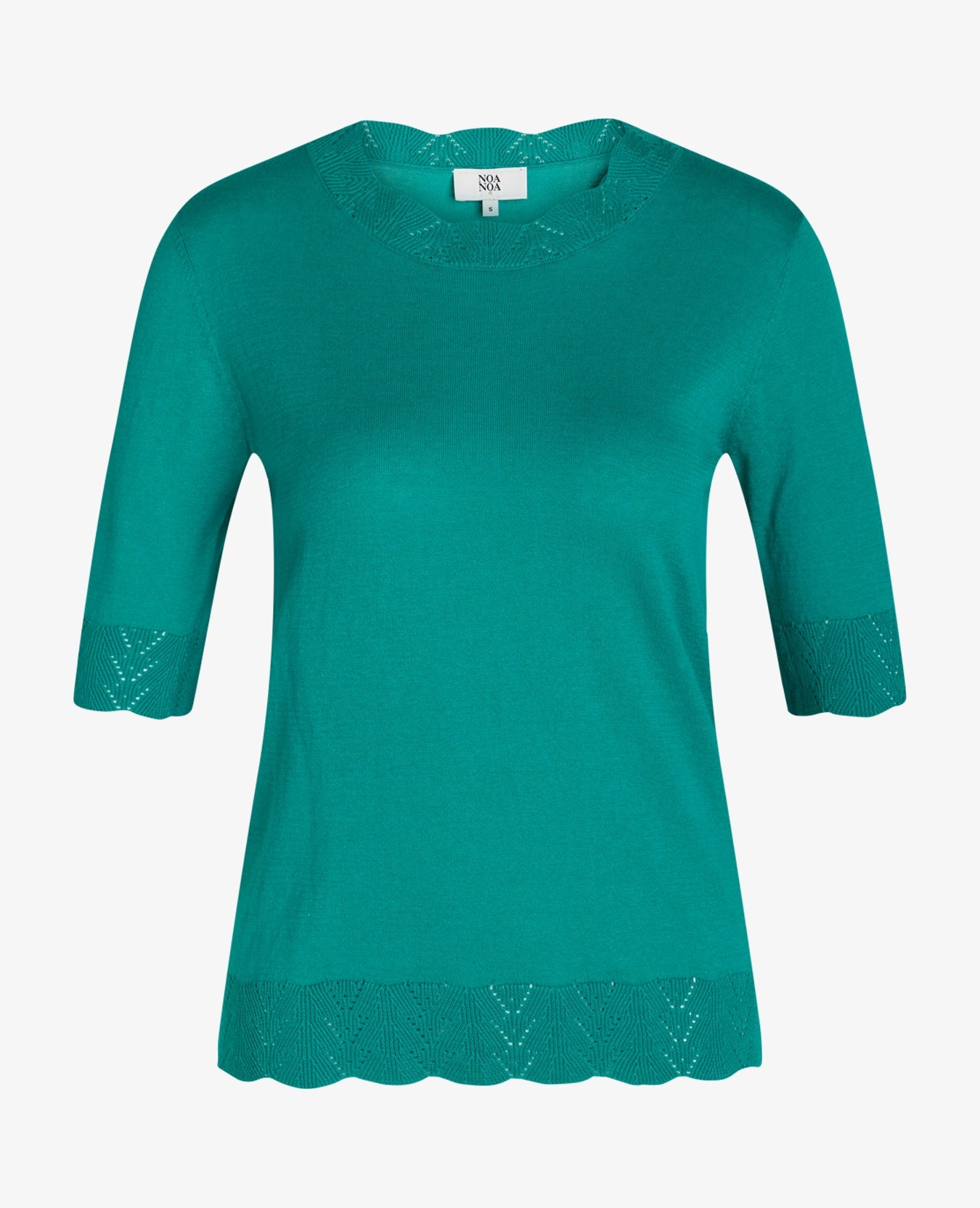 LOUISANN KORTÆRMET PULLOVER MED HULMØNSTER
