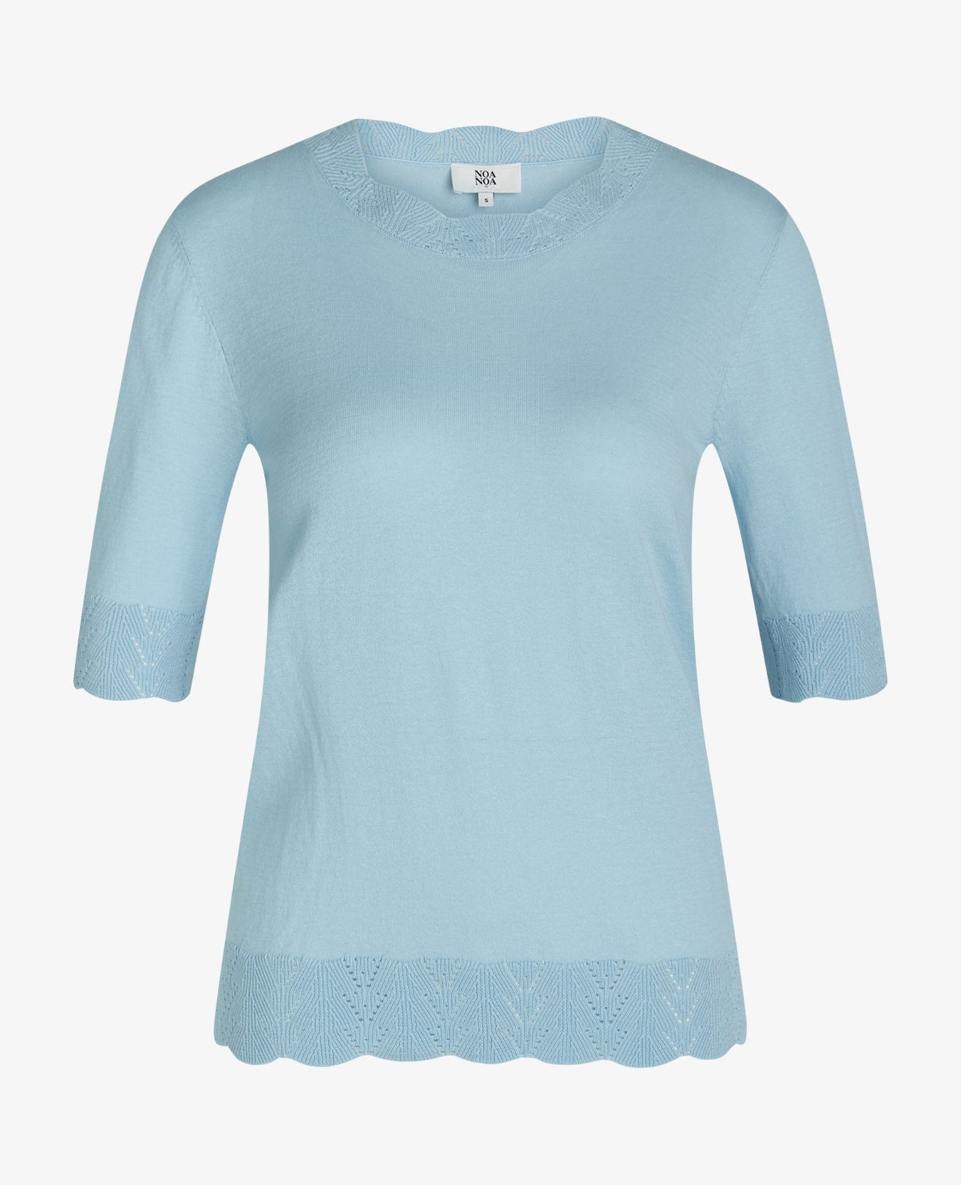 LOUISANN KORTÆRMET PULLOVER MED HULMØNSTER