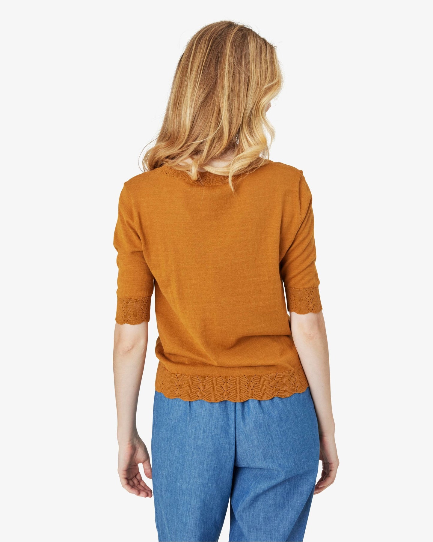 LOUISANN KORTÆRMET PULLOVER MED HULMØNSTER