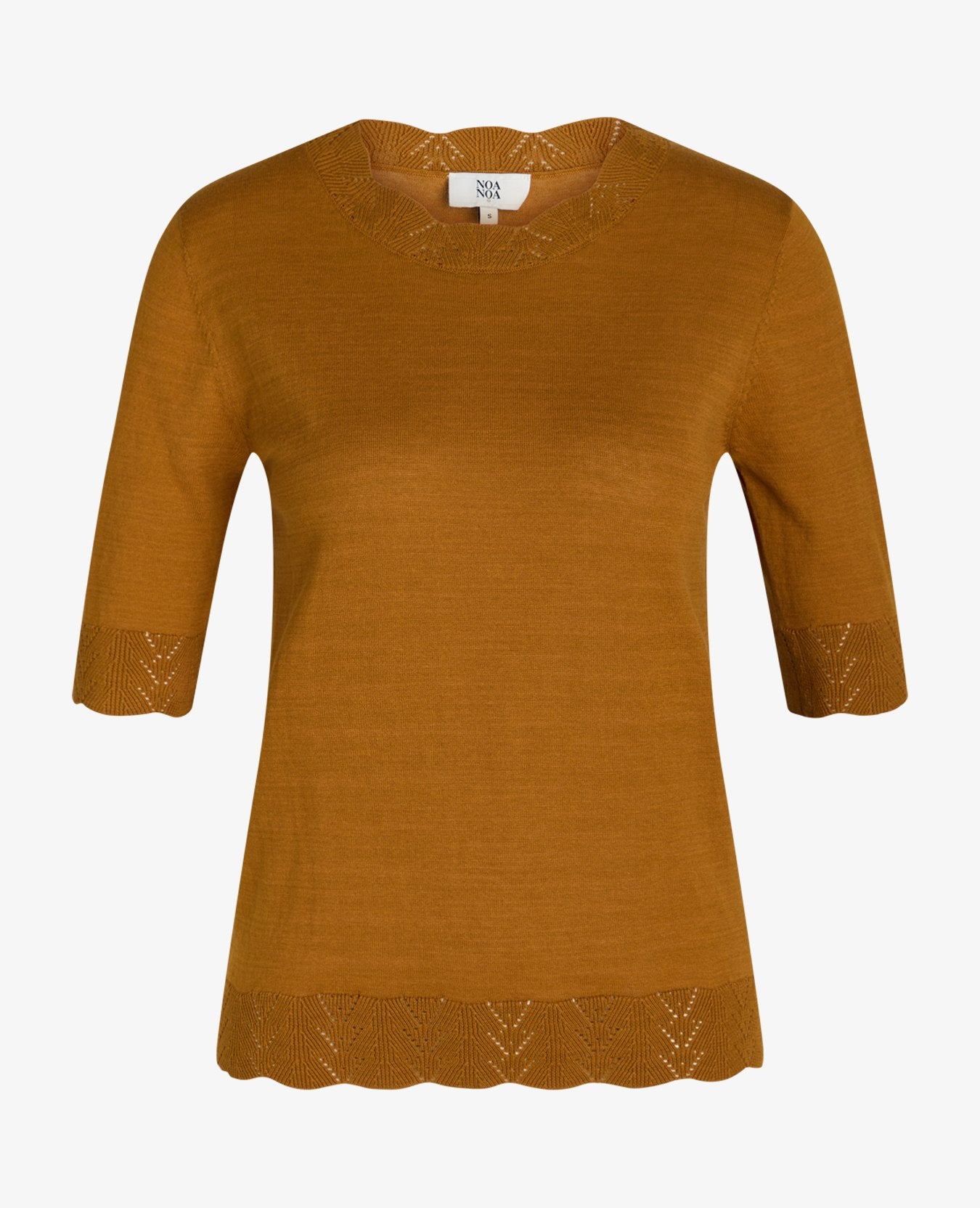 LOUISANN KORTÆRMET PULLOVER MED HULMØNSTER