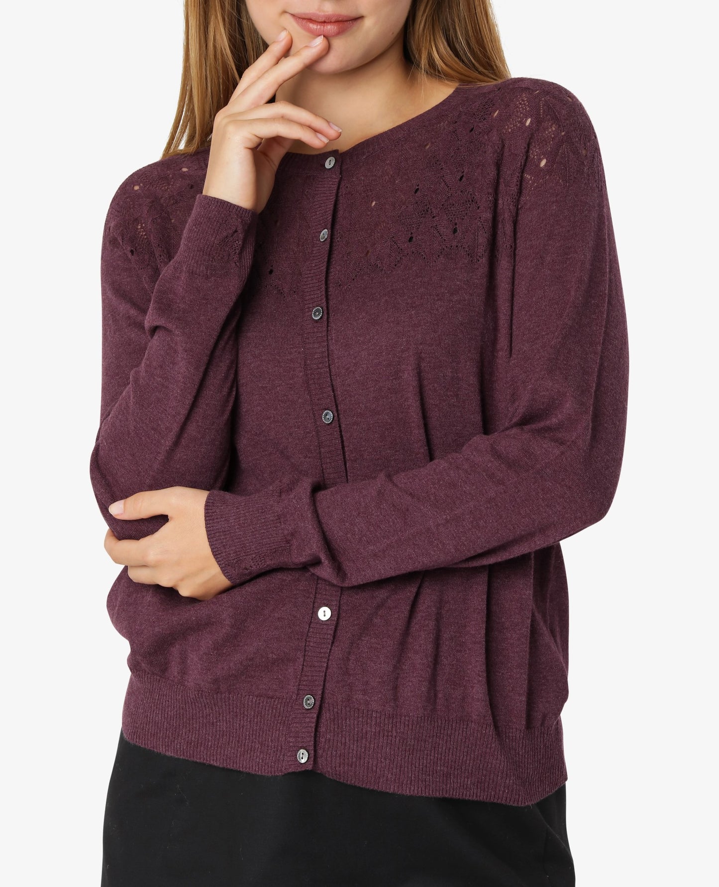ESSENTIAL COTTON MELANGE CARDIGAN