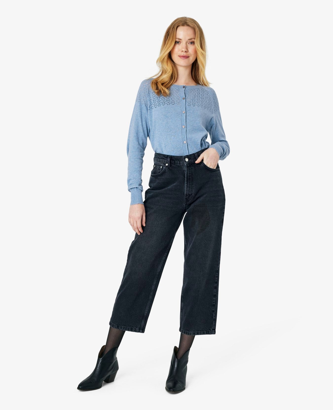 LOUISANN STRIKKET CARDIGAN MED HULMØNSTER