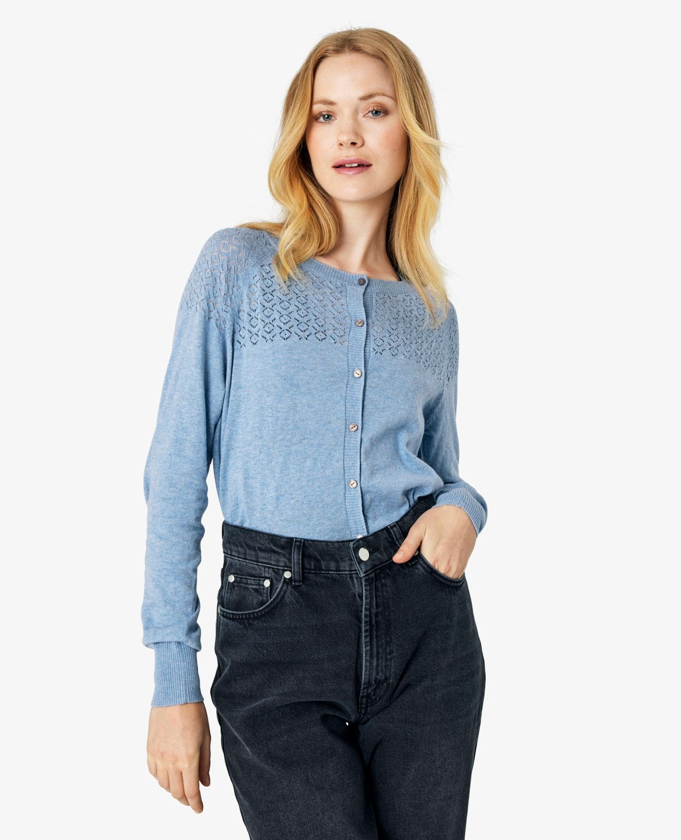 LOUISANN STRIKKET CARDIGAN MED HULMØNSTER