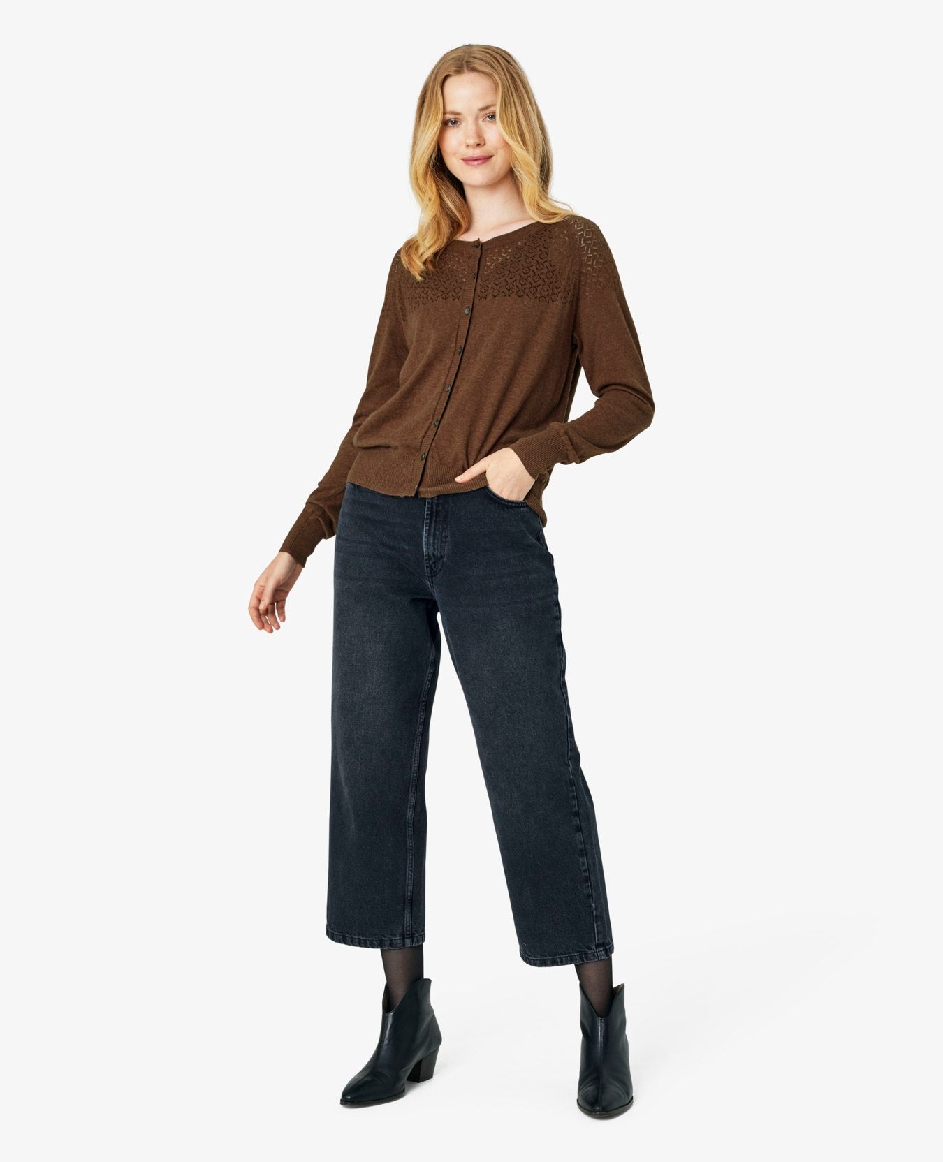 LOUISANN STRIKKET CARDIGAN MED HULMØNSTER
