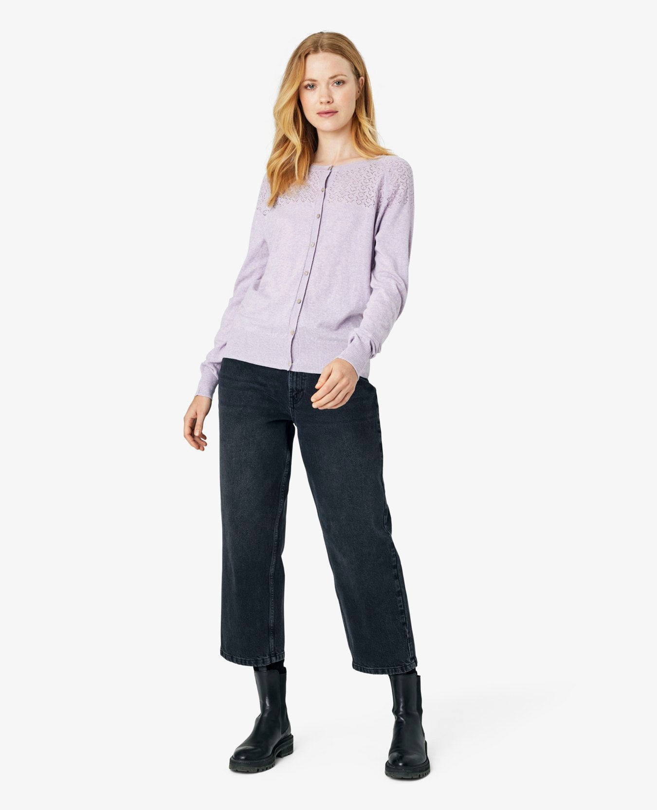 LOUISANN STRIKKET CARDIGAN MED HULMØNSTER