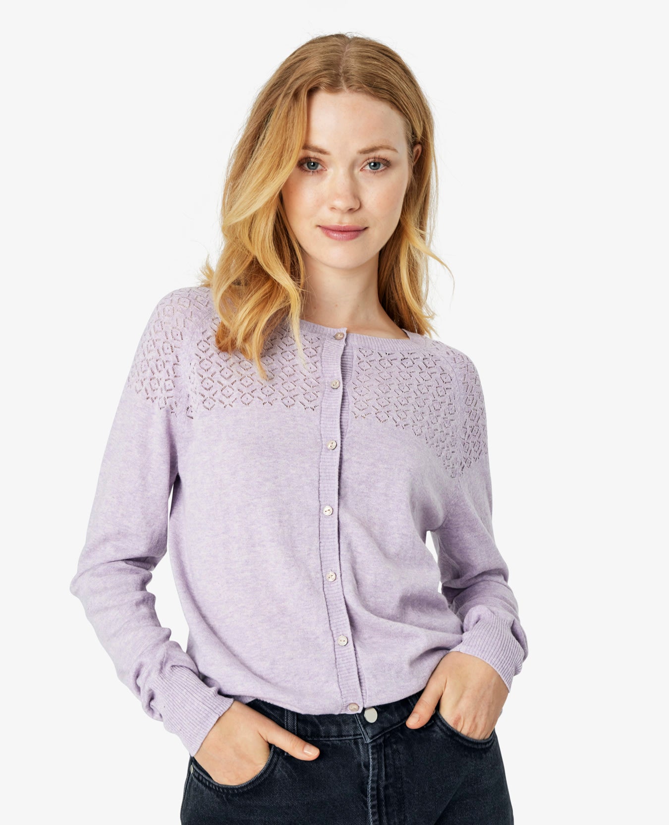 LOUISANN STRIKKET CARDIGAN MED HULMØNSTER