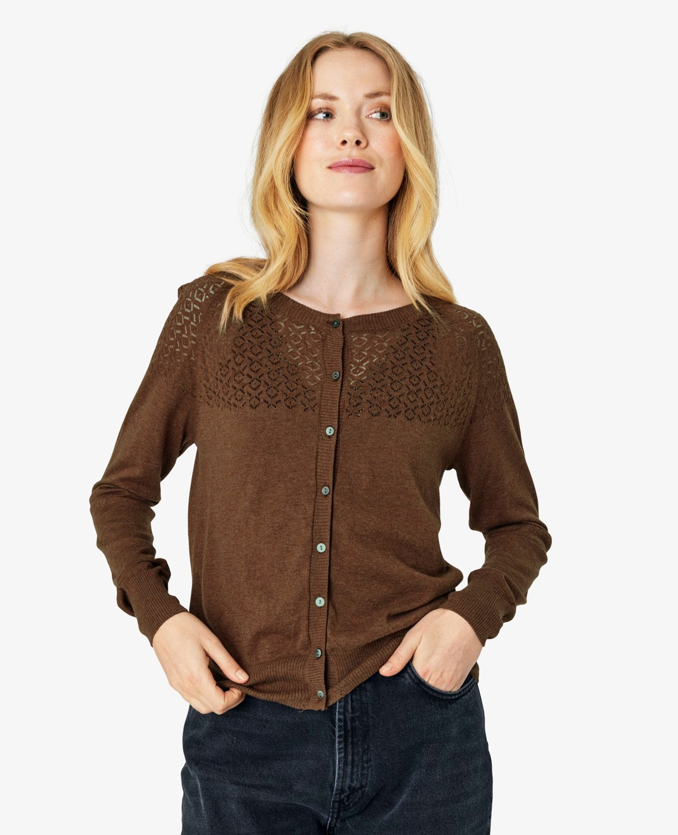 LOUISANN STRIKKET CARDIGAN MED HULMØNSTER