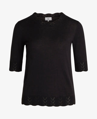 LOUISANN KORTÆRMET PULLOVER MED HULMØNSTER