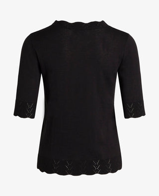 LOUISANN KORTÆRMET PULLOVER MED HULMØNSTER