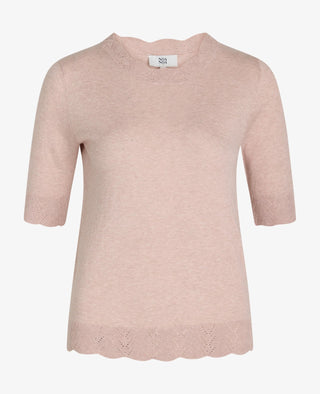 LOUISANN KORTÆRMET PULLOVER MED HULMØNSTER