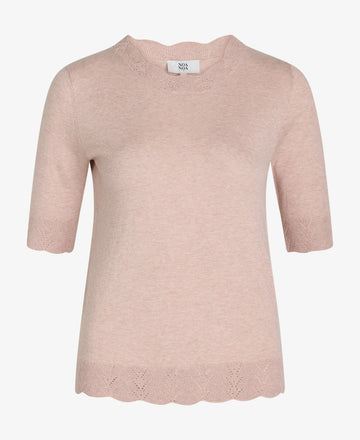 LOUISANN KORTÆRMET PULLOVER MED HULMØNSTER