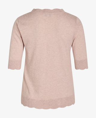 LOUISANN KORTÆRMET PULLOVER MED HULMØNSTER
