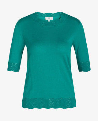 LOUISANN KORTÆRMET PULLOVER MED HULMØNSTER