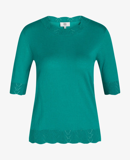 LOUISANN KORTÆRMET PULLOVER MED HULMØNSTER