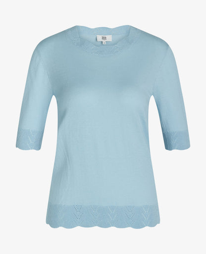 LOUISANN KORTÆRMET PULLOVER MED HULMØNSTER