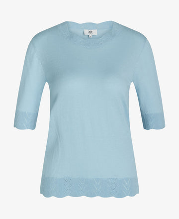 LOUISANN KORTÆRMET PULLOVER MED HULMØNSTER