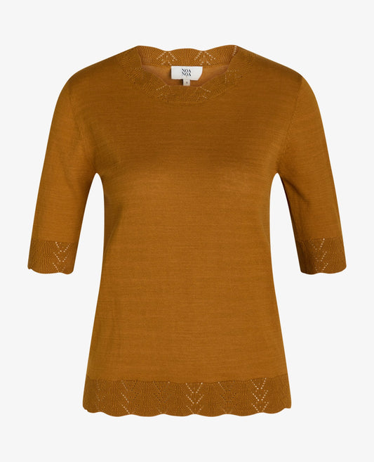 LOUISANN KORTÆRMET PULLOVER MED HULMØNSTER