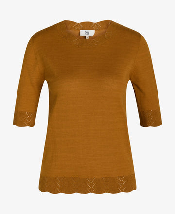 LOUISANN KORTÆRMET PULLOVER MED HULMØNSTER