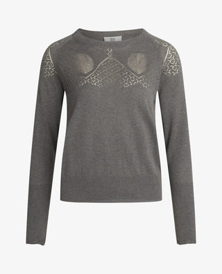 LOUISANN STRIKBLUSE MED HULMØNSTER