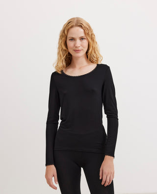 ALMANN BASIS BLUSE I JERSEY MED BLONDEKANT
