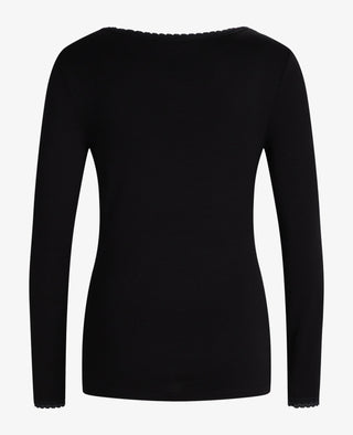 ALMANN BASIS BLUSE I JERSEY MED BLONDEKANT