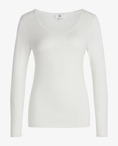 ALMANN BASIS BLUSE I JERSEY MED BLONDEKANT