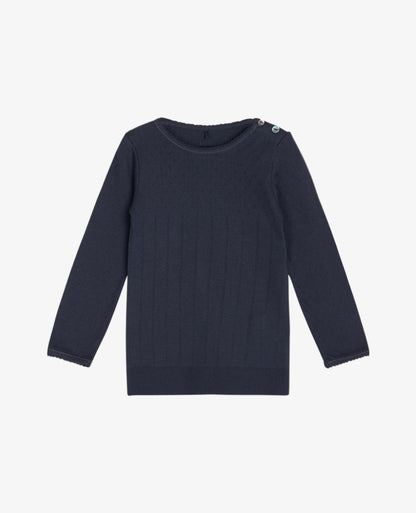 DORIA LANGÆRMET BABY T-SHIRT MED HULMØNSTER